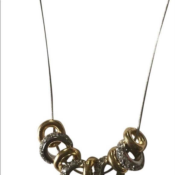 Sterling Silver plated Loop Ring Circle Necklace - Picture 2 of 5